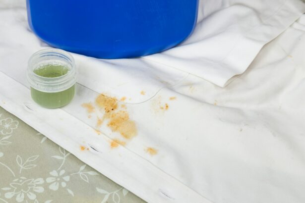 White shirt with curry gravy stain and concentrated liquid detergent